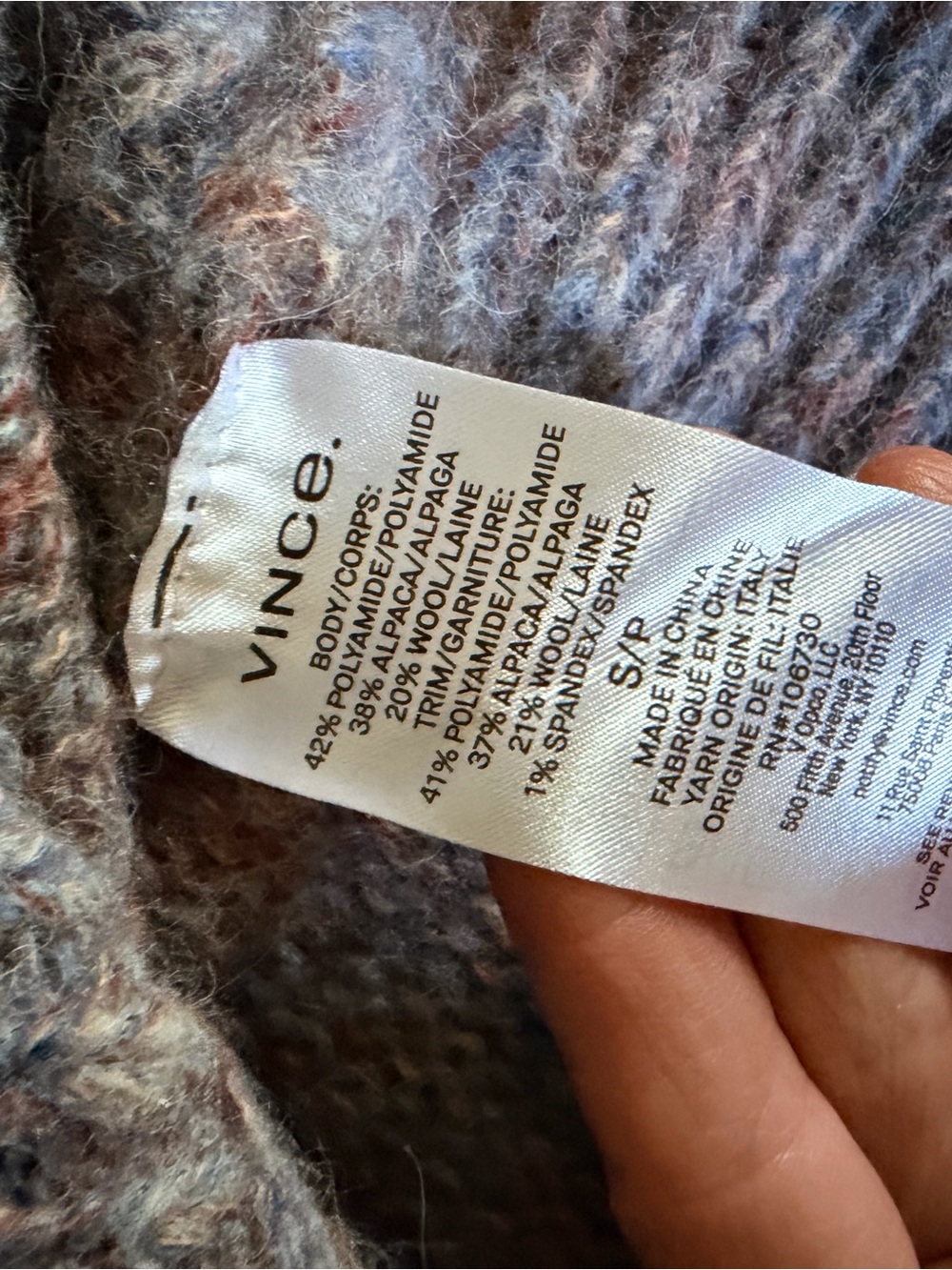 Vince Heathered Crewneck Sweater in Pink and Blue Mix - Picture 4 of 4
